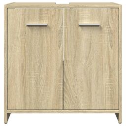 Berkfield Home Bathroom Sink Cabinet Sonoma Oak 60x33x60 cm Engineered Wood in Brown - Size: 60 x 33 x 60 cm - thumbnail 4