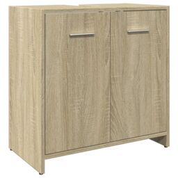 Berkfield Home Bathroom Sink Cabinet Sonoma Oak 60x33x60 cm Engineered Wood in Brown - Size: 60 x 33 x 60 cm - thumbnail 2