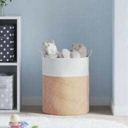Berkfield Home Storage Basket Brown & White √ò38x46 cm Cotton - Size: 38x46 cm