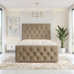 "Somnior Ziggy Linen Divan Bed Mattress 2 Draw 54"" Headboard & 22"" Footboard in Brown - Size: King" - thumbnail 3
