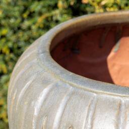 Primrose Two-Tone Textured Terracotta Round Planter In Metallic Two Tone 53cm in Metallics - thumbnail 3