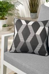 Fusion 'Rico' UV & Water Resistant Zig Zag Geo Print Outdoor Cushion in Black - Size: 43 cm x 43 cm - thumbnail 1