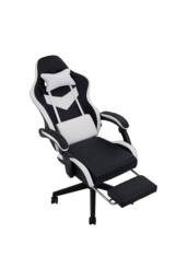 Living and Home High Back Gaming Chair with Massage Lumbar Support & Footrest in Black - thumbnail 3