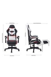 Living and Home High Back Gaming Chair with Massage Lumbar Support & Footrest in Black - thumbnail 8
