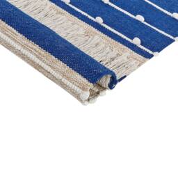Wyld and Coco Navy Beige Handwoven Cotton Rug 80 x 150 cm in Blue - Size: 80 cm x 150 cm - thumbnail 3