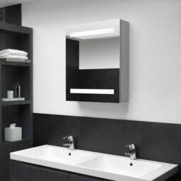 Berkfield Home LED Bathroom Mirror Cabinet Concrete Grey 50x14x60 cm - Size: 50 x 14 x 60 cm