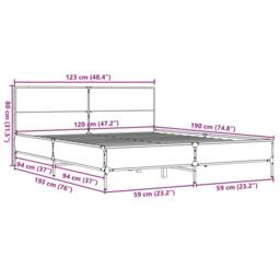 Berkfield Home Durable Bed Frame without Mattress Sonoma Oak 120x190 cm Small Double in Light Tan - thumbnail 9