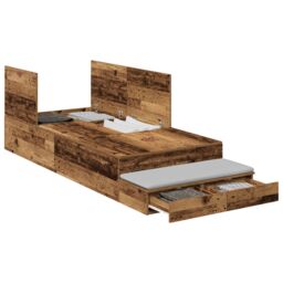 Berkfield Home Storage Bed Frame Old Wood Engineered wood 236.5 x 100 x 31.5 cm in Brown - thumbnail 2