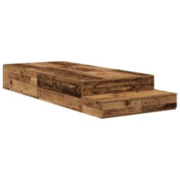 Berkfield Home Storage Bed Frame Old Wood Engineered wood 236.5 x 100 x 31.5 cm in Brown - thumbnail 3