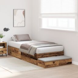 Berkfield Home Storage Bed Frame Old Wood Engineered wood 236.5 x 100 x 31.5 cm in Brown - thumbnail 5