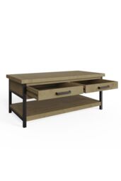 FWStyle Lowry 2 Drawer Solid Pine Coffee Table (H) 50 (W) 120 (D) 60cm in Brown - thumbnail 3