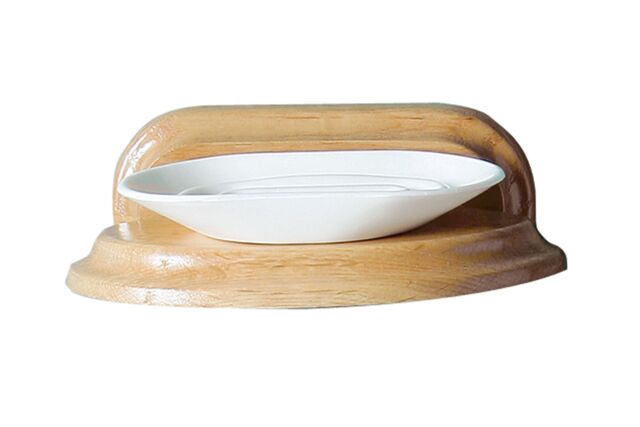 Orsina Oak Bathe Oak Wood Soap Dish, Durable in Natural