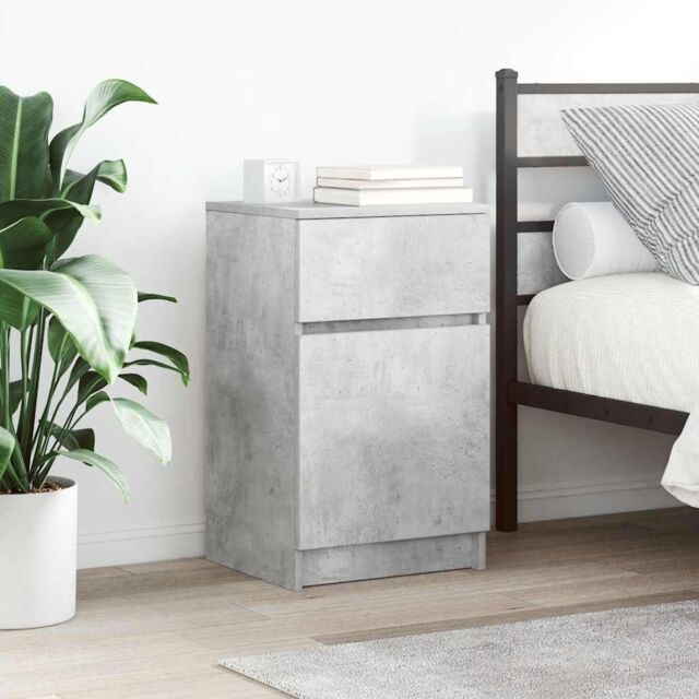 Berkfield Home Bedside Cabinet Concrete Grey 39x35x65 cm Engineered Wood - Size: 39 x 35 x 65 cm - image 1