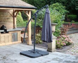 Royalcraft 3m Deluxe Pedal Operated Rotational Cantilever Powder Coated Parasol with Cross Stand in Grey - thumbnail 3