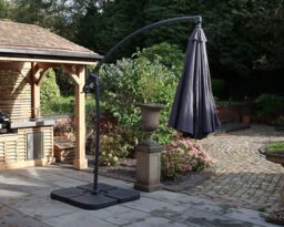 Royalcraft 3m Deluxe Pedal Operated Rotational Cantilever Powder Coated Parasol with Cross Stand in Grey - thumbnail 4