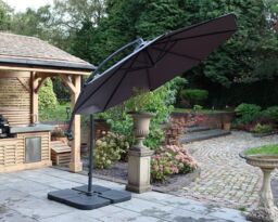 Royalcraft 3m Deluxe Pedal Operated Rotational Cantilever Powder Coated Parasol with Cross Stand in Grey - thumbnail 2