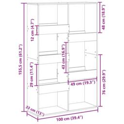 Berkfield Home Bookcase Brown Oak 100x33x155.5 cm Engineered Wood - thumbnail 9