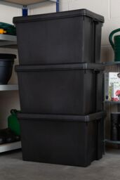 Wham Bam 3 x 62L Stackable Plastic Storage Box & Lid in Black