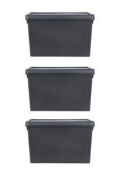 Wham Bam 3 x 62L Stackable Plastic Storage Box & Lid in Black - thumbnail 4