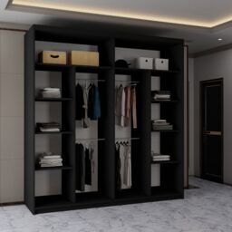Sliding Wardrobes 4U Contemporary 2-Door Sliding Wardrobe with Mirror Door W203cm x H217cm in Black - thumbnail 4