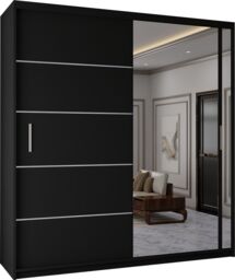 Sliding Wardrobes 4U Contemporary 2-Door Sliding Wardrobe with Mirror Door W203cm x H217cm in Black - thumbnail 2