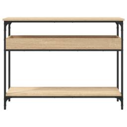 Berkfield Home Decorative Console Table with Shelf Sonoma Oak 100x29x75cm Engine in Tan - Size: 100 x 29 x 75 cm - thumbnail 4