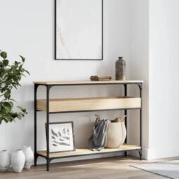 Berkfield Home Decorative Console Table with Shelf Sonoma Oak 100x29x75cm Engine in Tan - Size: 100 x 29 x 75 cm