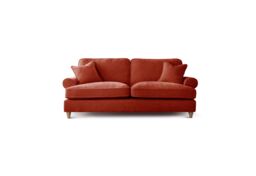 The Great Sofa Company Ezra 3 Seater Textured Velvet Sofa - Scroll Arm in Terracotta - thumbnail 2