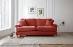 The Great Sofa Company Ezra 3 Seater Textured Velvet Sofa - Scroll Arm in Terracotta