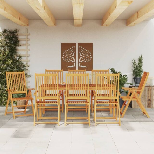 Berkfield Home 9 Piece Garden Dining Set Solid Wood Acacia in Brown - image 1