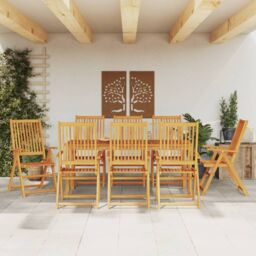 Berkfield Home 9 Piece Garden Dining Set Solid Wood Acacia in Brown