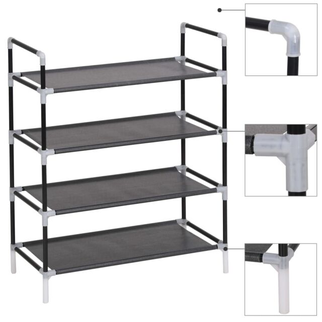 Berkfield Home Shoe Rack with 4 Shelves Metal & Non-woven Fabric Black - image 1