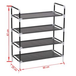 Berkfield Home Shoe Rack with 4 Shelves Metal & Non-woven Fabric Black - thumbnail 6