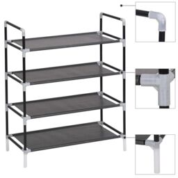 Berkfield Home Shoe Rack with 4 Shelves Metal & Non-woven Fabric Black