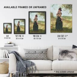 "Artery8 Young Woman in a Yellow Jacket Winslow Homer Framed Wall Art Print in Green - Size: W12"" x H16""" - thumbnail 3