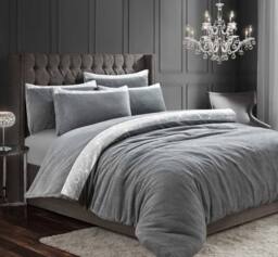 Velosso Beaux Shimmer Duvet Cover & Pillowcase Set in Silver - Size: Double