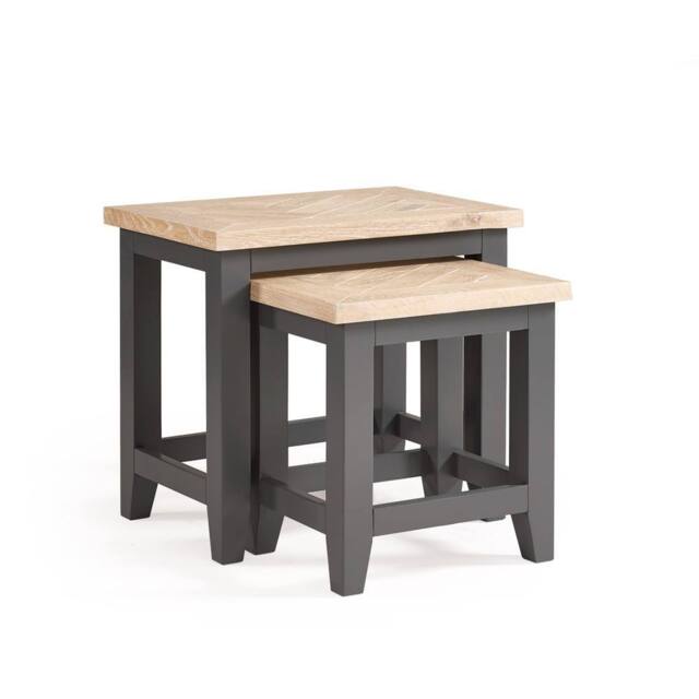Cheshire Dunvegan Nest Of Tables in Dark Grey & Oak - image 1