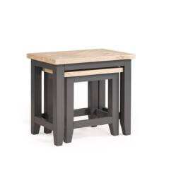 Cheshire Dunvegan Nest Of Tables in Dark Grey & Oak - thumbnail 2