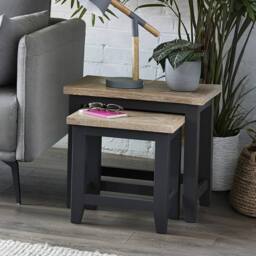 Cheshire Dunvegan Nest Of Tables in Dark Grey & Oak - thumbnail 3
