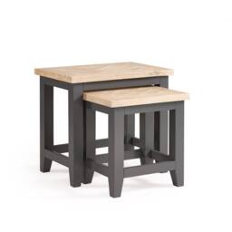 Cheshire Dunvegan Nest Of Tables in Dark Grey & Oak