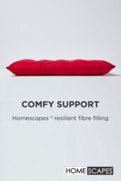 Homescapes Seat Pad Luxury 100% Cotton Indoor Outdoor Garden Cushion, Button Tie, 40cm in Red - thumbnail 4