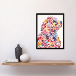 Artery8 Colourful Floral Labradoodle Dog Lover Design Framed Wall Art - Size: A4 - thumbnail 4