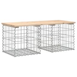 Berkfield Home Garden Bench Gabion Design 103x44x42 cm Solid Wood Pine in Brown - Size: 103 x 44 x 42 cm - thumbnail 2