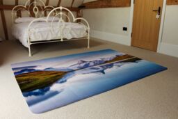 Benjamin Tate Design Panoramic View Of The Mt. Schreckhorn & Wetterhorn Designer Rug in Natural - Size: Large - thumbnail 3