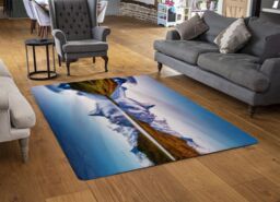Benjamin Tate Design Panoramic View Of The Mt. Schreckhorn & Wetterhorn Designer Rug in Natural - Size: Large - thumbnail 2