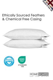 Homescapes White Duck Feather Pillow Pair - thumbnail 3