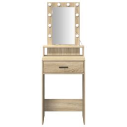 Berkfield Home Dressing Table with LED Lights - Sonoma Oak - 50x41x140 cm in Beige - Size: 50 x 41 x 140 cm - thumbnail 5