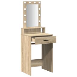 Berkfield Home Dressing Table with LED Lights - Sonoma Oak - 50x41x140 cm in Beige - Size: 50 x 41 x 140 cm - thumbnail 4