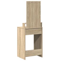Berkfield Home Dressing Table with LED Lights - Sonoma Oak - 50x41x140 cm in Beige - Size: 50 x 41 x 140 cm - thumbnail 7