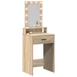 Berkfield Home Dressing Table with LED Lights - Sonoma Oak - 50x41x140 cm in Beige - Size: 50 x 41 x 140 cm - thumbnail 3